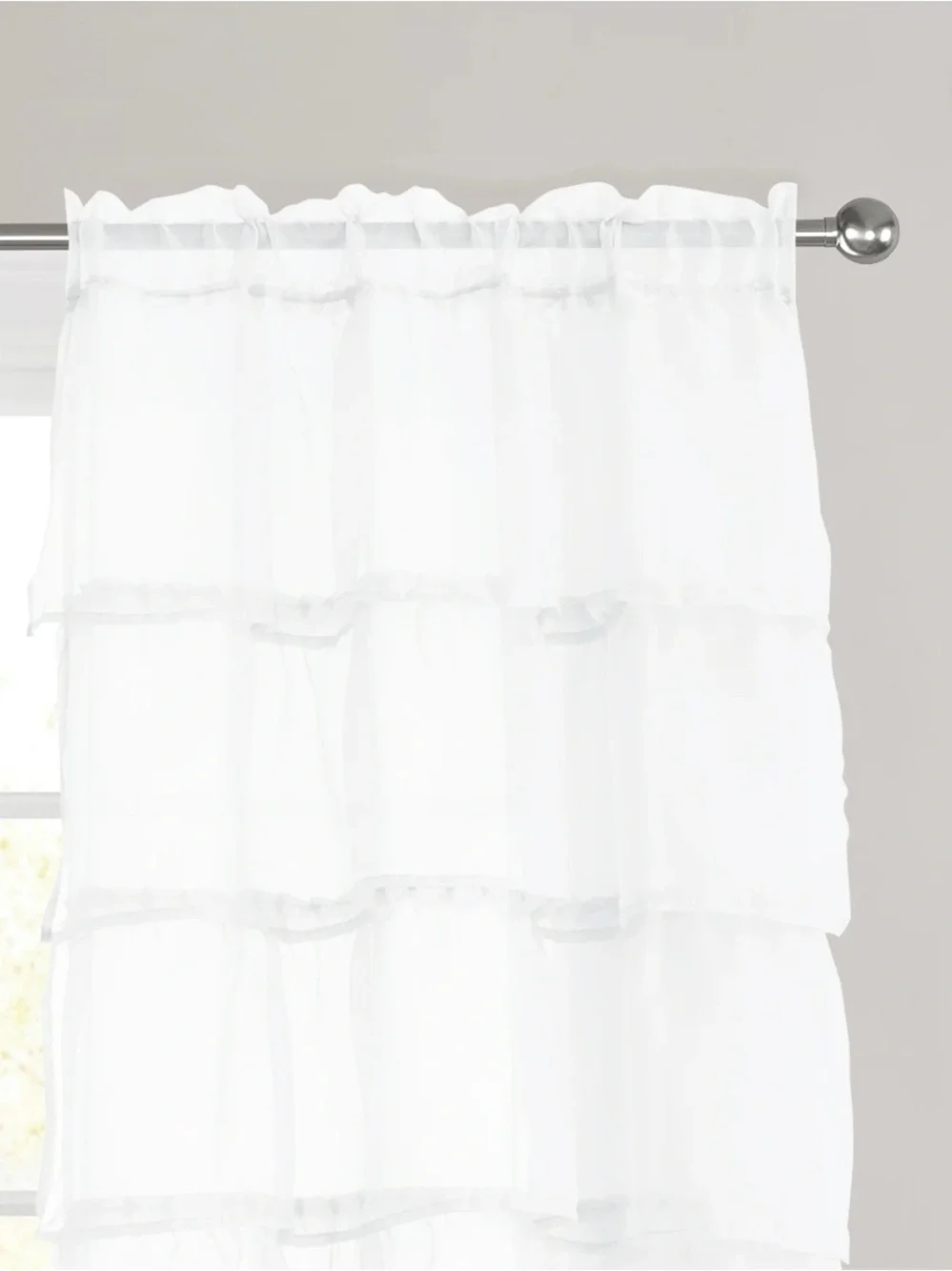 LoveShackFancy Vibes White Sheer Ruffle Curtain Panels